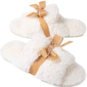 Womens Slippers Large 9-10 Fuzzy Memory Foam‎ Indoor Outdoor Sole New